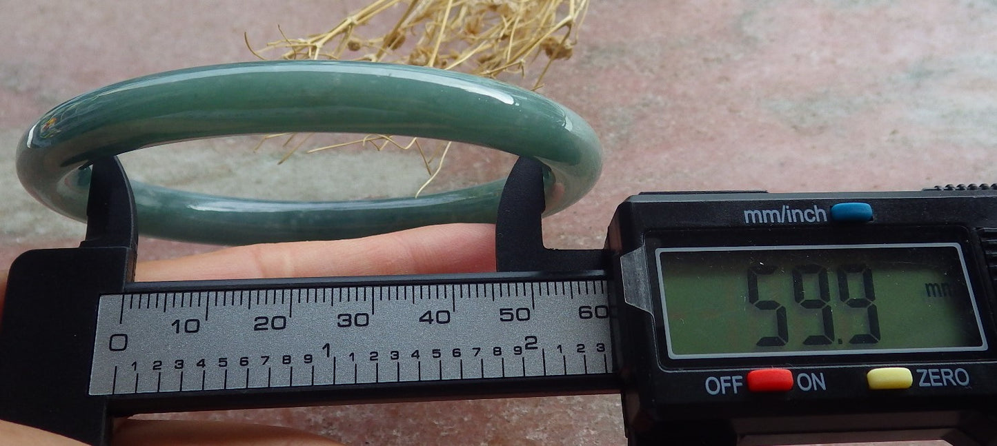Certified Icy Green Burma 100% Natural A JADE Jadeite Circle Bangle Bracelet 60 mm 手镯 639211  TN