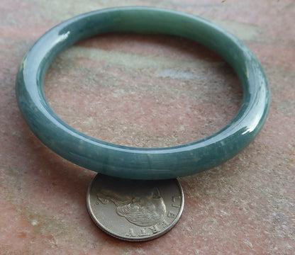 Certified Icy Green Burma 100% Natural A JADE Jadeite Circle Bangle Bracelet 60 mm 手镯 639211  TN