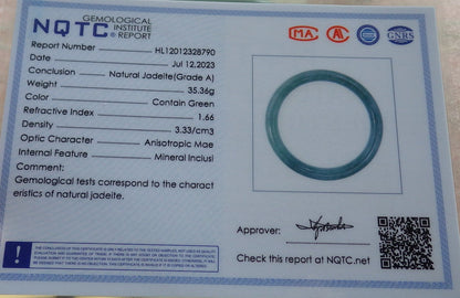 Certified Icy Green Burma 100% Natural A JADE Jadeite Circle Bangle Bracelet 60 mm 手镯 639211  TN