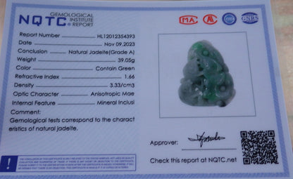 Certified Green Burma 100% Natural A Jade jadeite Pendant Fish Lotus Leaf Ruyi Necklace 年年有余 639639  TN
