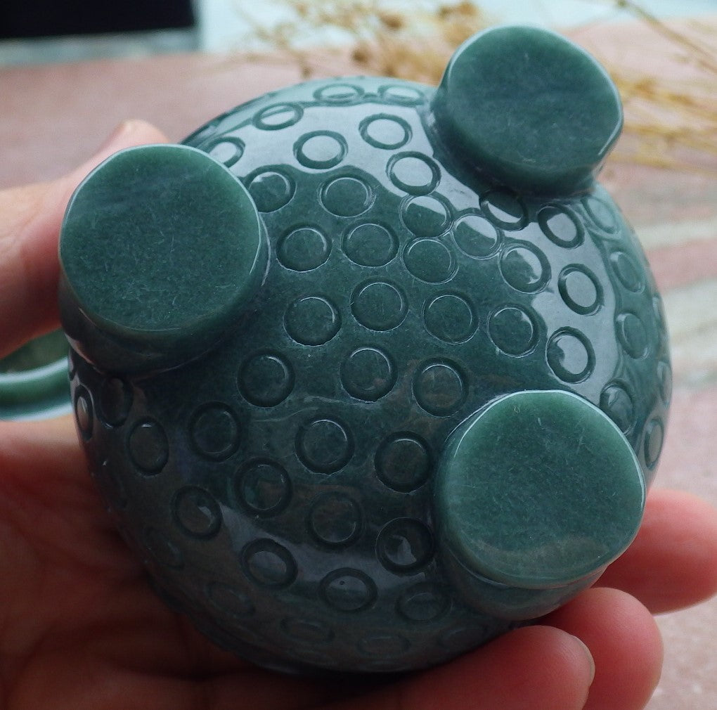 Certified Green A Jade jadeite Display Flower Xiangfen Pot Snuff Bottle 639655  TN