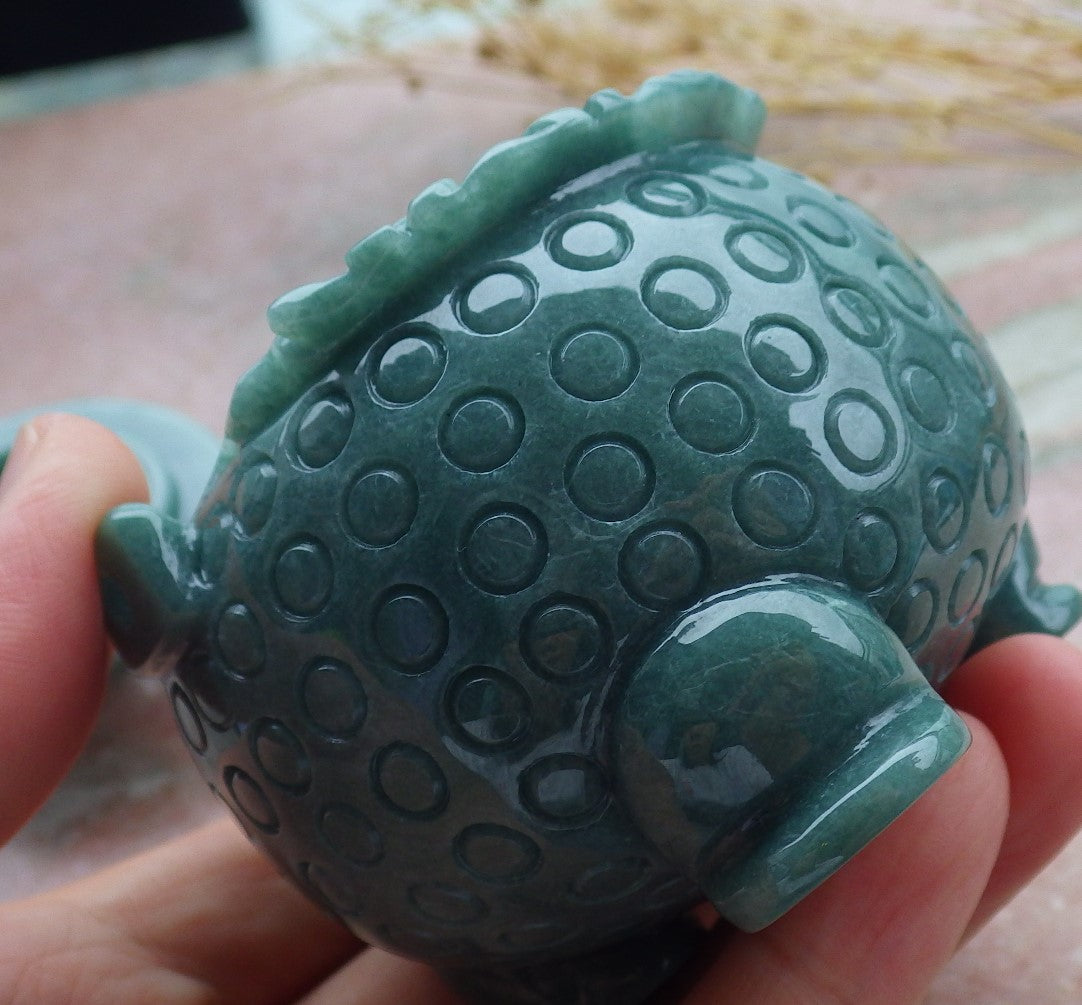 Certified Green A Jade jadeite Display Flower Xiangfen Pot Snuff Bottle 639655  TN