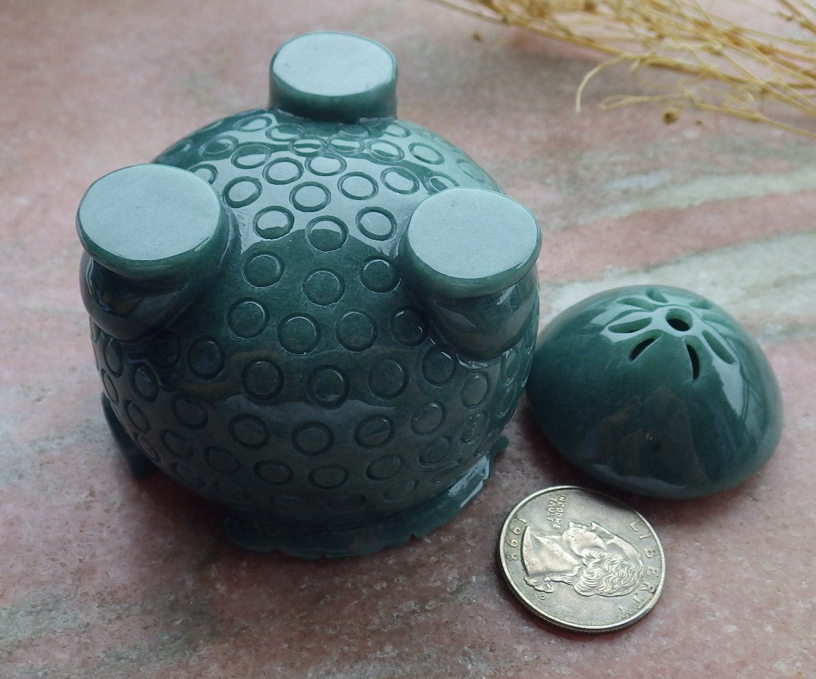 Certified Green A Jade jadeite Display Flower Xiangfen Pot Snuff Bottle 639655  TN