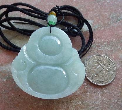 Certified Green Nurma 100% Natural A Jade jadeite Pendant Happy Buddha God Necklace 开心佛 639813  TN