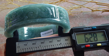 Certified JADE Jadeite Dragon Phoenix Bangle Bracelet 63 mm 639882 TN