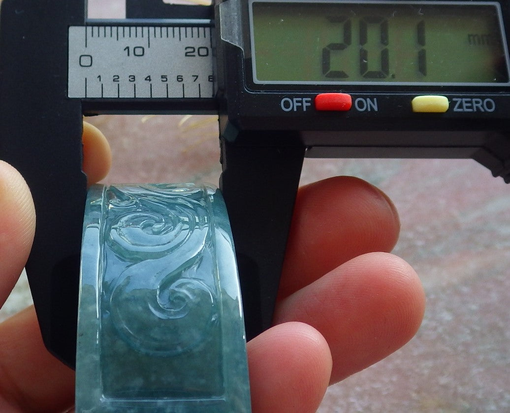 Certified JADE Jadeite Dragon Phoenix Bangle Bracelet 63 mm 639882 TN