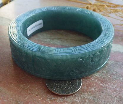 Certified JADE Jadeite Dragon Phoenix Bangle Bracelet 63 mm 639882 TN