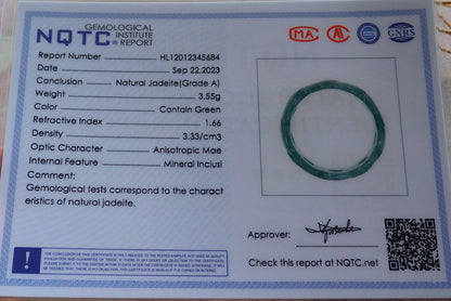 Certified Icy Green Burma 100% Natural A JADE Jadeite Knotted RING USA. 10.25 戒指 639934  TN