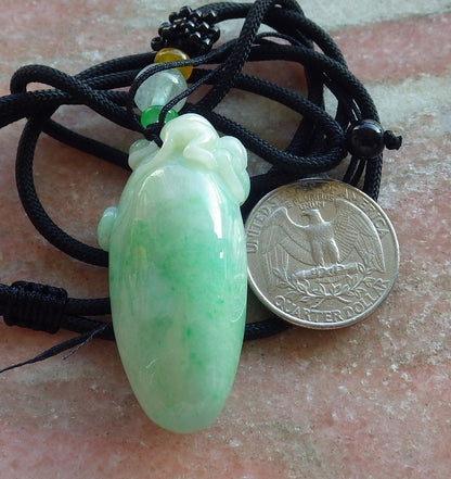 Certified Green Burma 100% Natural A Jade jadeite Pendant Monkey Peach Coin Necklace 猴子 639943  TN