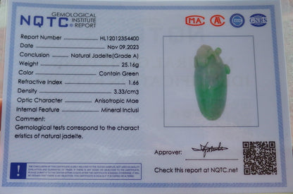 Certified Green Burma 100% Natural A Jade jadeite Pendant Monkey Peach Coin Necklace 猴子 639943  TN