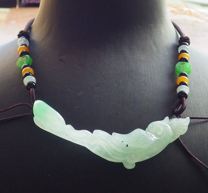 Certified Icy Green Burma 100% Natural A Jade jadeite Pendant Phoenix Ruyi Necklace 凤凰 639968  TN