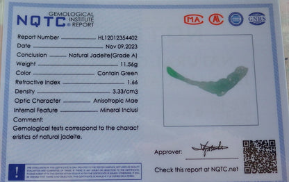 Certified Icy Green Burma 100% Natural A Jade jadeite Pendant Phoenix Ruyi Necklace 凤凰 639968  TN