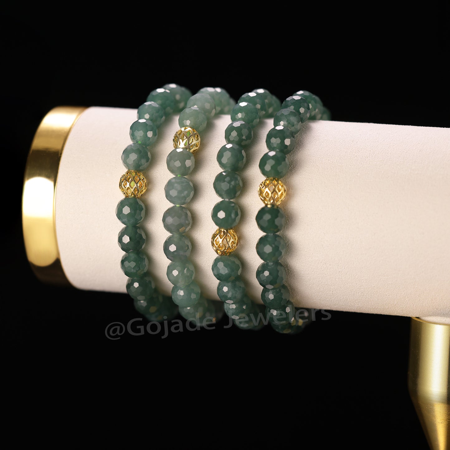 The 100% Natural Blue Diamond Cut Bead Jade Jadeite Bracelet b23