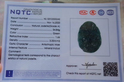 Certified Icy Blue Water Green Burma 100% Natural A Jade jadeite Pendant Dragon Bead Necklace 生意兴隆 640046  TN