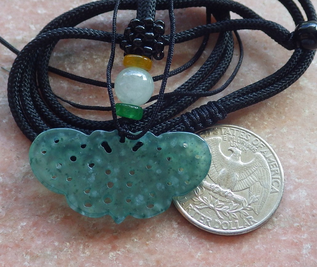 Certified Icy Green Burma 100% Natural A Jade jadeite Pendant Butterfly Neckace 蝴蝶 640206  TN
