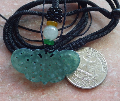 Certified Icy Green Burma 100% Natural A Jade jadeite Pendant Butterfly Neckace 蝴蝶 640206  TN