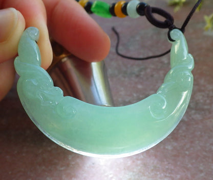 Certified Green Burma 100% Natural A Jade jadeite Pendant Dragon Phoenix Necklace 龙凤 640255  TN