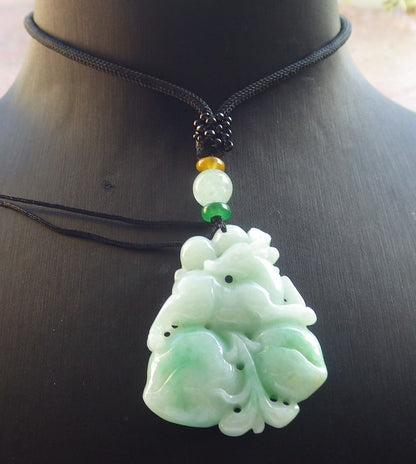 Certified Green Burma 100% Natural A Jade jadeite Pendant Deer Peach Necklace 梅花鹿 640262  TN