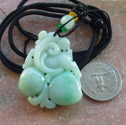 Certified Green Burma 100% Natural A Jade jadeite Pendant Deer Peach Necklace 梅花鹿 640262  TN