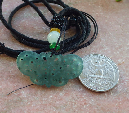 Certified Icy Green Burma 100% Natural A Jade jadeite Pendant Butterfly Neckace 蝴蝶 640284  TN