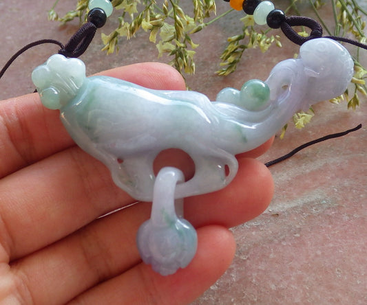 Certified Lavender Green Burma 100% Natural A Jade jadeite Pendant Frog Toad Coin Flower Ginseng Necklace W Ring 招财蟾 640347  TN