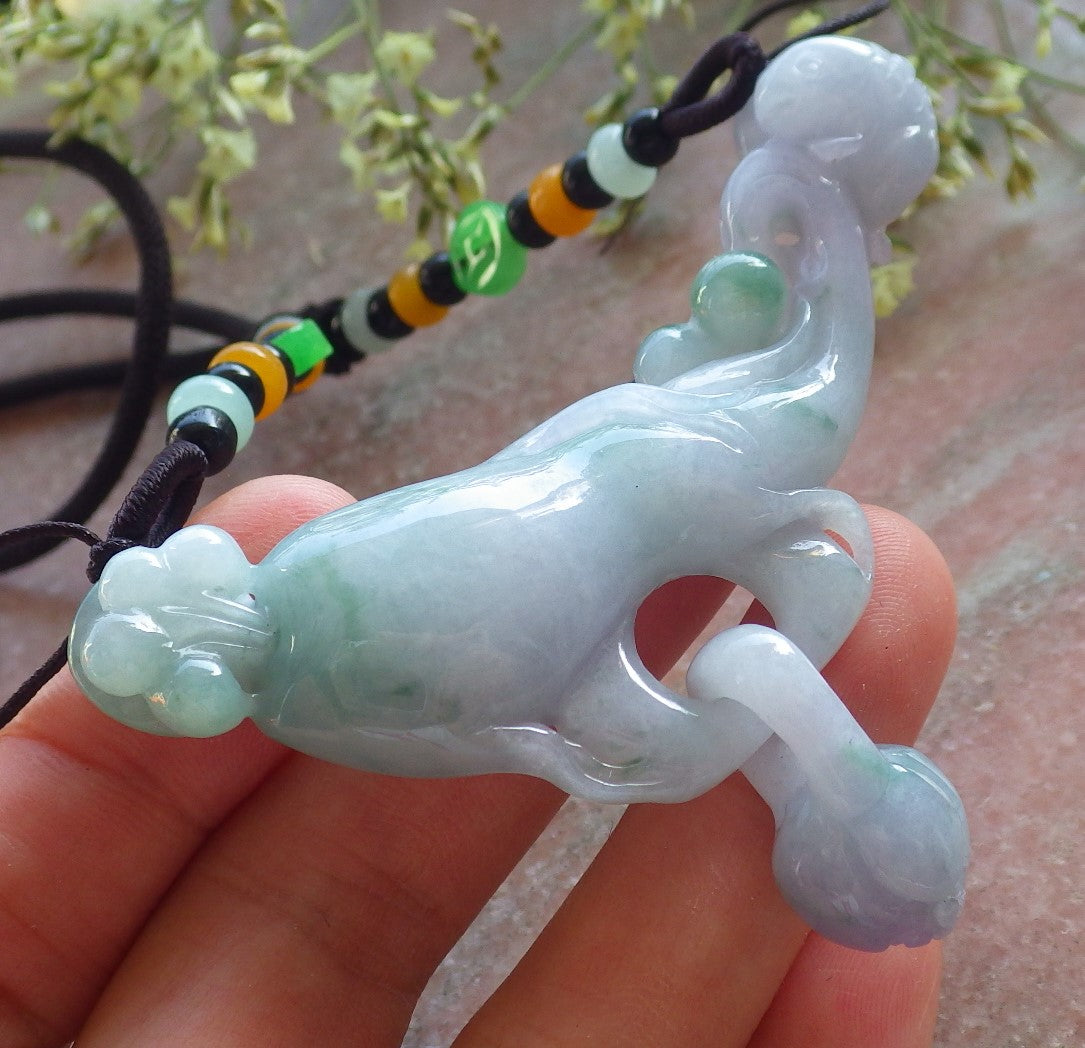 Certified Lavender Green Burma 100% Natural A Jade jadeite Pendant Frog Toad Coin Flower Ginseng Necklace W Ring 招财蟾 640347  TN