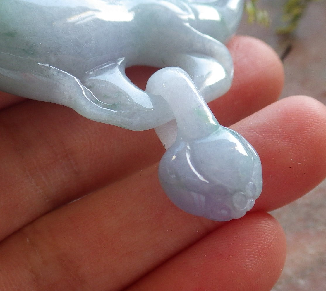 Certified Lavender Green Burma 100% Natural A Jade jadeite Pendant Frog Toad Coin Flower Ginseng Necklace W Ring 招财蟾 640347  TN