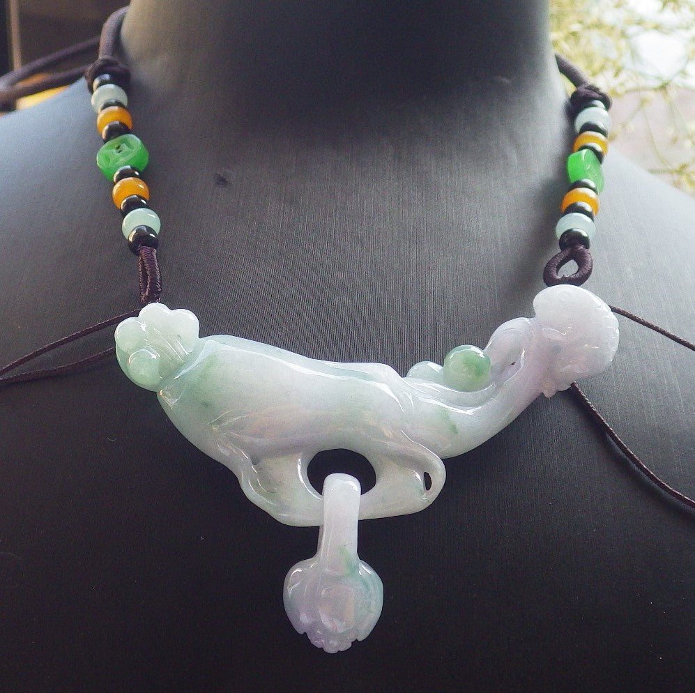 Certified Lavender Green Burma 100% Natural A Jade jadeite Pendant Frog Toad Coin Flower Ginseng Necklace W Ring 招财蟾 640347  TN