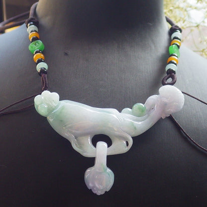 Certified Lavender Green Burma 100% Natural A Jade jadeite Pendant Frog Toad Coin Flower Ginseng Necklace W Ring 招财蟾 640347  TN