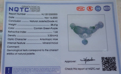 Certified Lavender Green Burma 100% Natural A Jade jadeite Pendant Frog Toad Coin Flower Ginseng Necklace W Ring 招财蟾 640347  TN