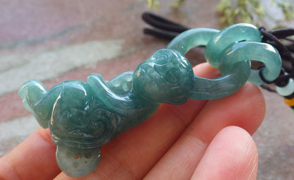Certified Icy Green Burma 100% Natural A Jade jadeite Pendant Monkey Peach W Ring 猴子 640407  TN