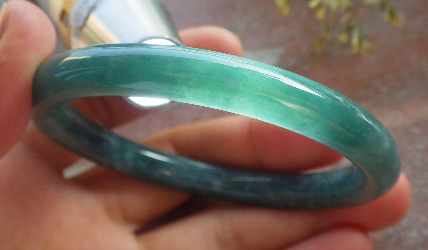 Certified Icy Green Burma 100% Natural A JADE Jadeite Circle Bangle Bracelet 55 mm 手镯 640562  TN