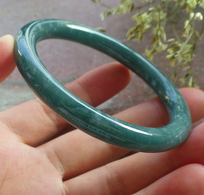 Certified Icy Green Burma 100% Natural A JADE Jadeite Circle Bangle Bracelet 55 mm 手镯 640562  TN