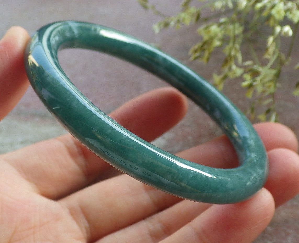 Certified Icy Green Burma 100% Natural A JADE Jadeite Circle Bangle Bracelet 55 mm 手镯 640562  TN