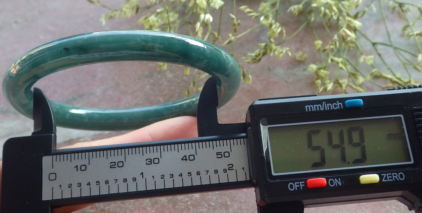 Certified Icy Green Burma 100% Natural A JADE Jadeite Circle Bangle Bracelet 55 mm 手镯 640562  TN