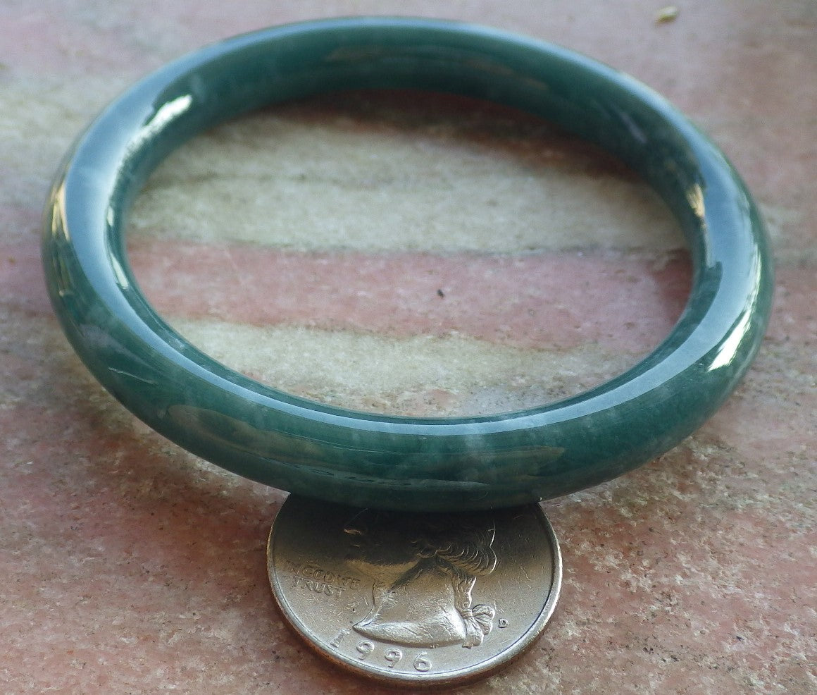 Certified Icy Green Burma 100% Natural A JADE Jadeite Circle Bangle Bracelet 55 mm 手镯 640562  TN