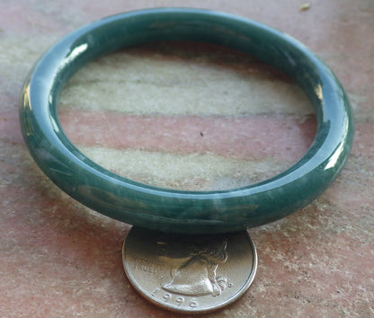 Certified Icy Green Burma 100% Natural A JADE Jadeite Circle Bangle Bracelet 55 mm 手镯 640562  TN