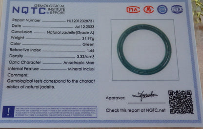 Certified Icy Green Burma 100% Natural A JADE Jadeite Circle Bangle Bracelet 55 mm 手镯 640562  TN