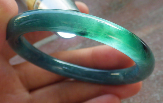 Certified Icy Green Burma 100% Natural A JADE Jadeite Circle Bangle Bracelet 52 mm 手镯 640581  TN