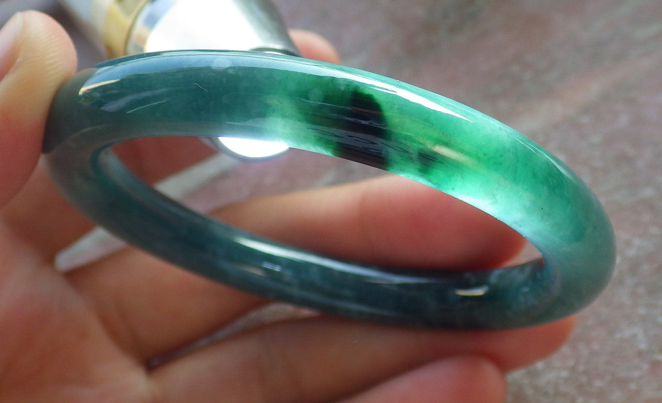Certified Icy Green Burma 100% Natural A JADE Jadeite Circle Bangle Bracelet 52 mm 手镯 640581  TN