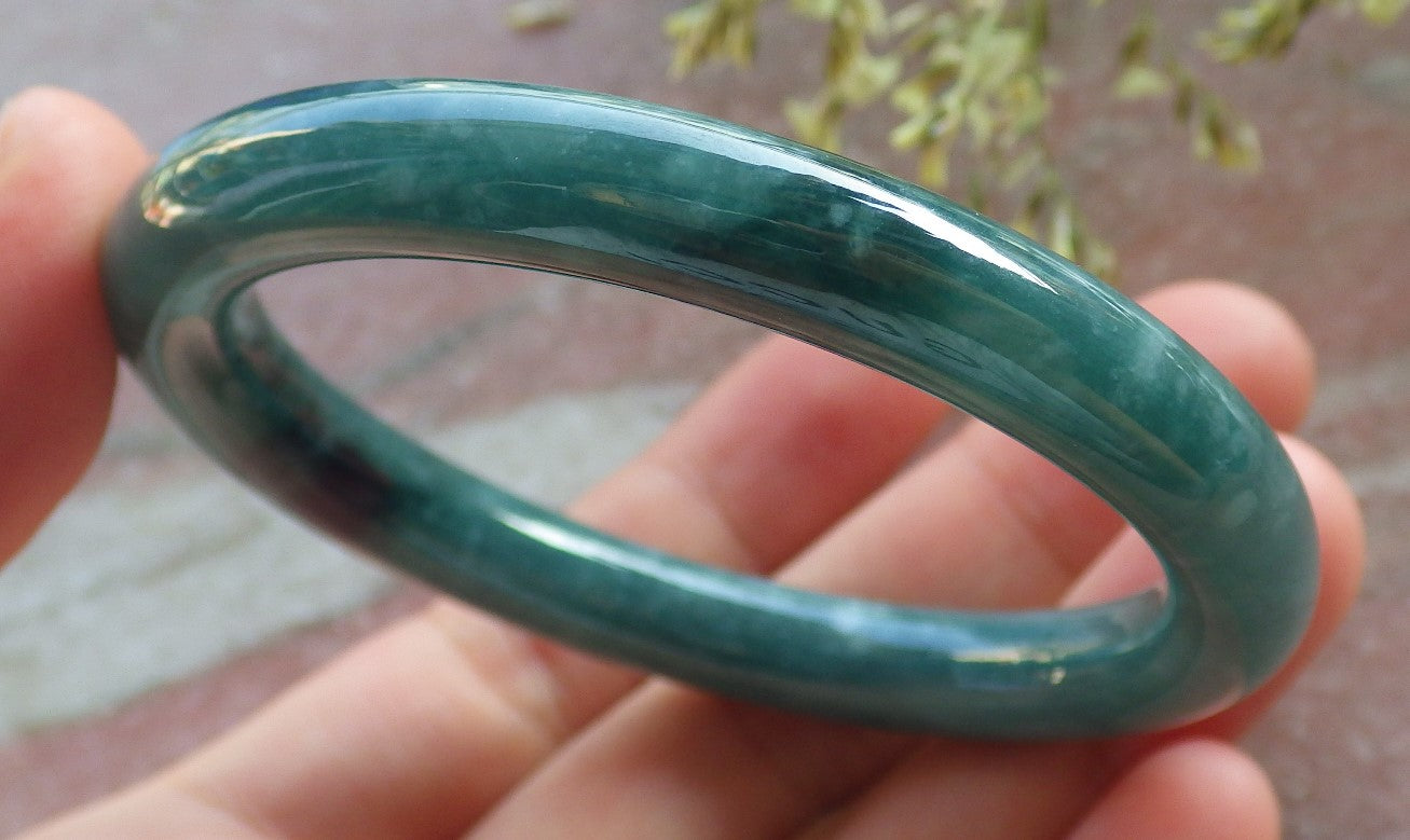 Certified Icy Green Burma 100% Natural A JADE Jadeite Circle Bangle Bracelet 52 mm 手镯 640581  TN