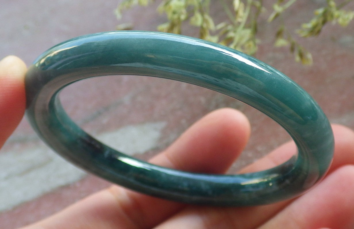 Certified Icy Green Burma 100% Natural A JADE Jadeite Circle Bangle Bracelet 52 mm 手镯 640581  TN