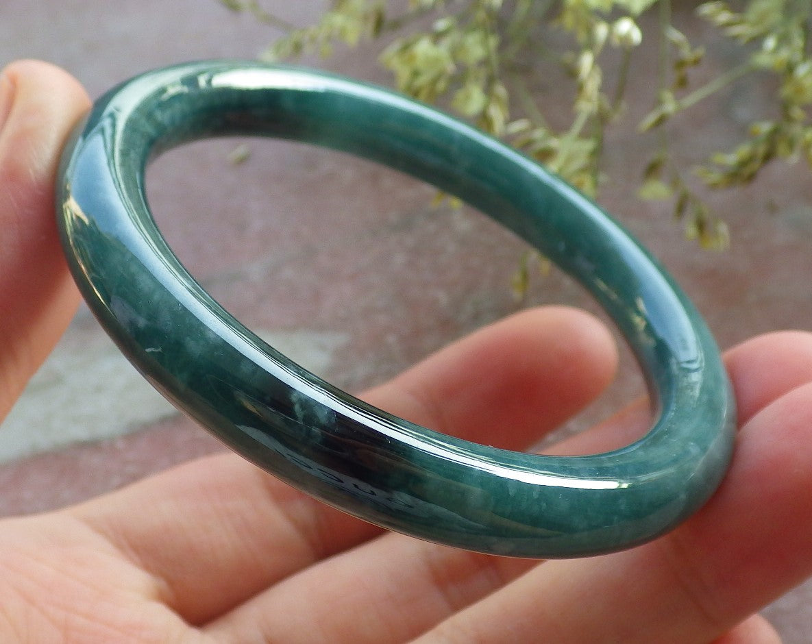 Certified Icy Green Burma 100% Natural A JADE Jadeite Circle Bangle Bracelet 52 mm 手镯 640581  TN