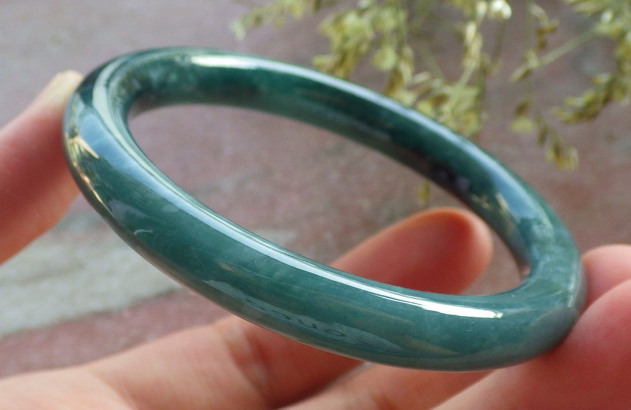 Certified Icy Green Burma 100% Natural A JADE Jadeite Circle Bangle Bracelet 52 mm 手镯 640581  TN