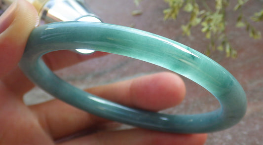 Certified Green Burma 100% Natural A JADE Jadeite Circle Bangle Bracelet 61 mm 手镯 640591  TN