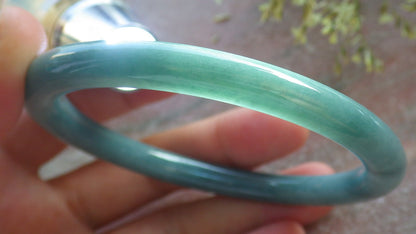 Certified Green Burma 100% Natural A JADE Jadeite Circle Bangle Bracelet 61 mm 手镯 640591  TN