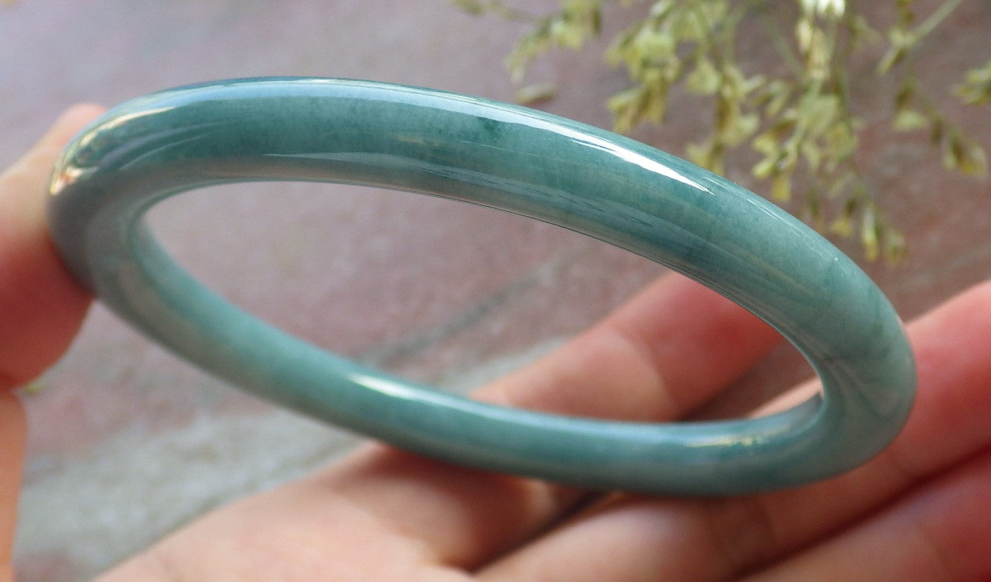 Certified Green Burma 100% Natural A JADE Jadeite Circle Bangle Bracelet 61 mm 手镯 640591  TN