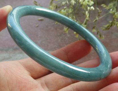 Certified Green Burma 100% Natural A JADE Jadeite Circle Bangle Bracelet 61 mm 手镯 640591  TN