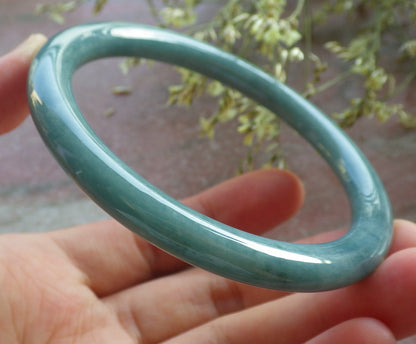 Certified Green Burma 100% Natural A JADE Jadeite Circle Bangle Bracelet 61 mm 手镯 640591  TN