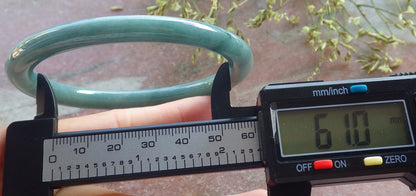 Certified Green Burma 100% Natural A JADE Jadeite Circle Bangle Bracelet 61 mm 手镯 640591  TN